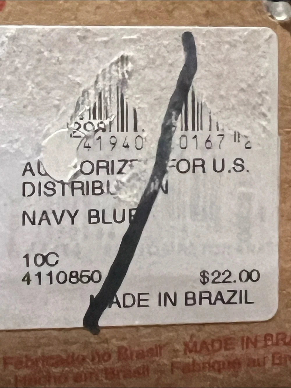 Havaianas Kids Navy Blue Flip Flop Sandals with Brazil Flag - 10C.  NWT